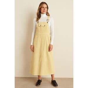 Chadwicks SZ PL Women's VTG Cotton Butter Yellow Corduroy Overall Maxi Dress